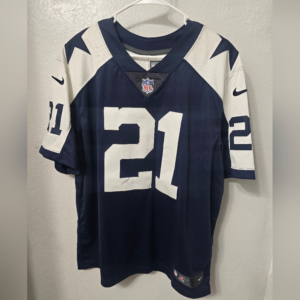 Nike Dallas Cowboys Navy and White #21 Elliott Mens Jersey